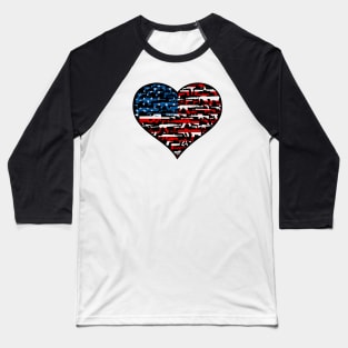 Heart shape made of guns, american flag Baseball T-Shirt